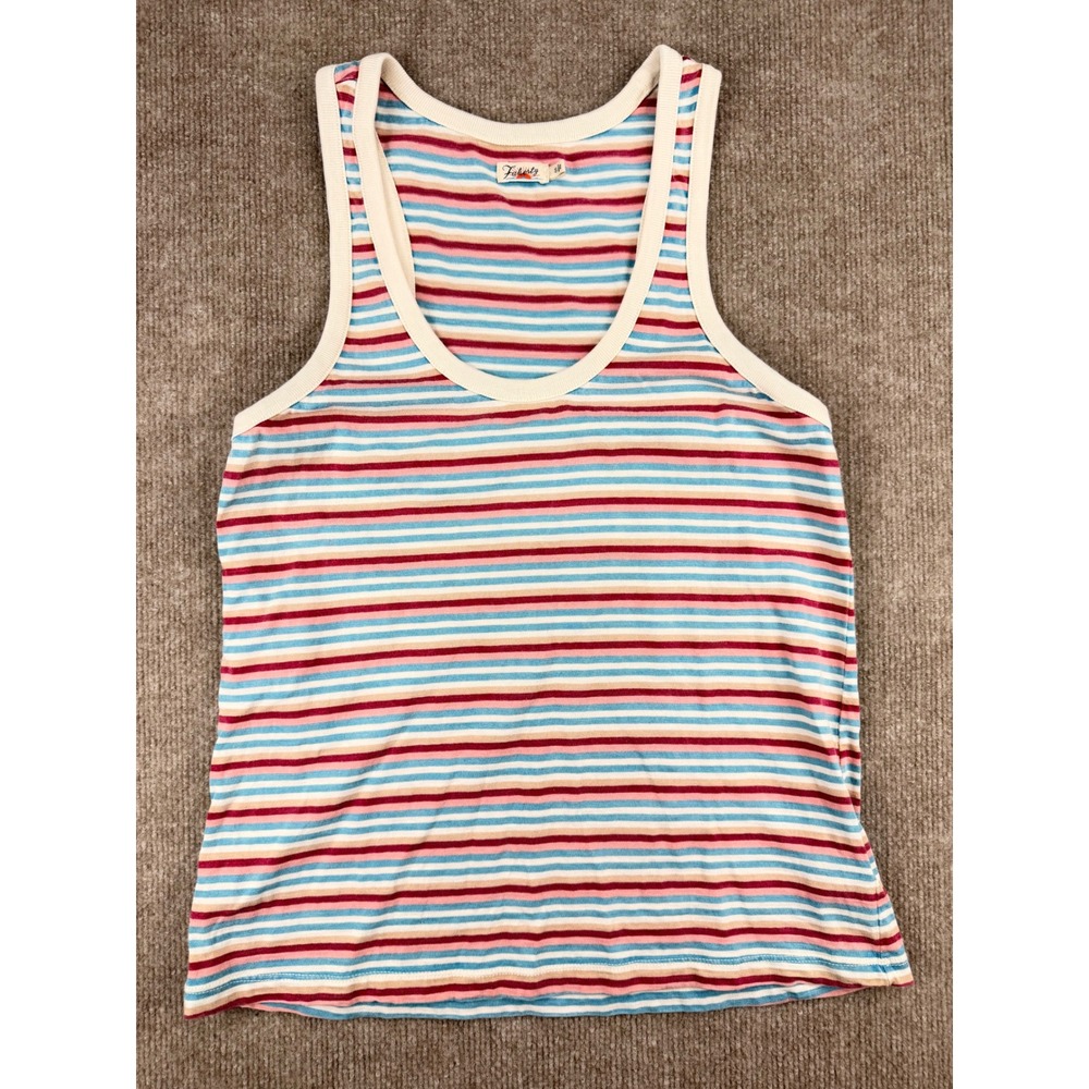Faherty Womens Organic Cotton Striped Tank Top Scoop Neck Racerback Small